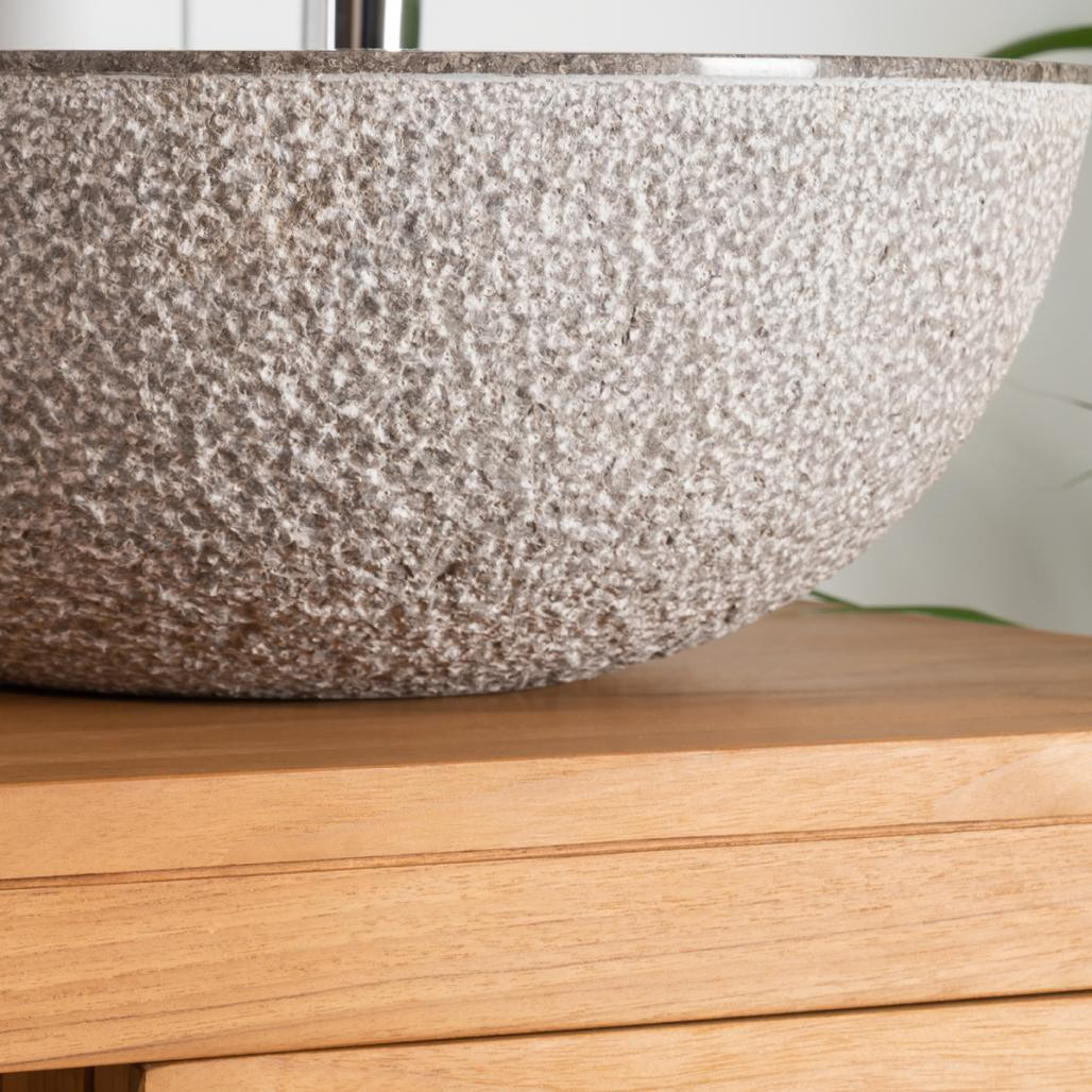 Lavabo sobre encimera de mármol Estrómboli gris 40 cm Lavabo sobre encimera de mármol Estrómboli gris 40 cm