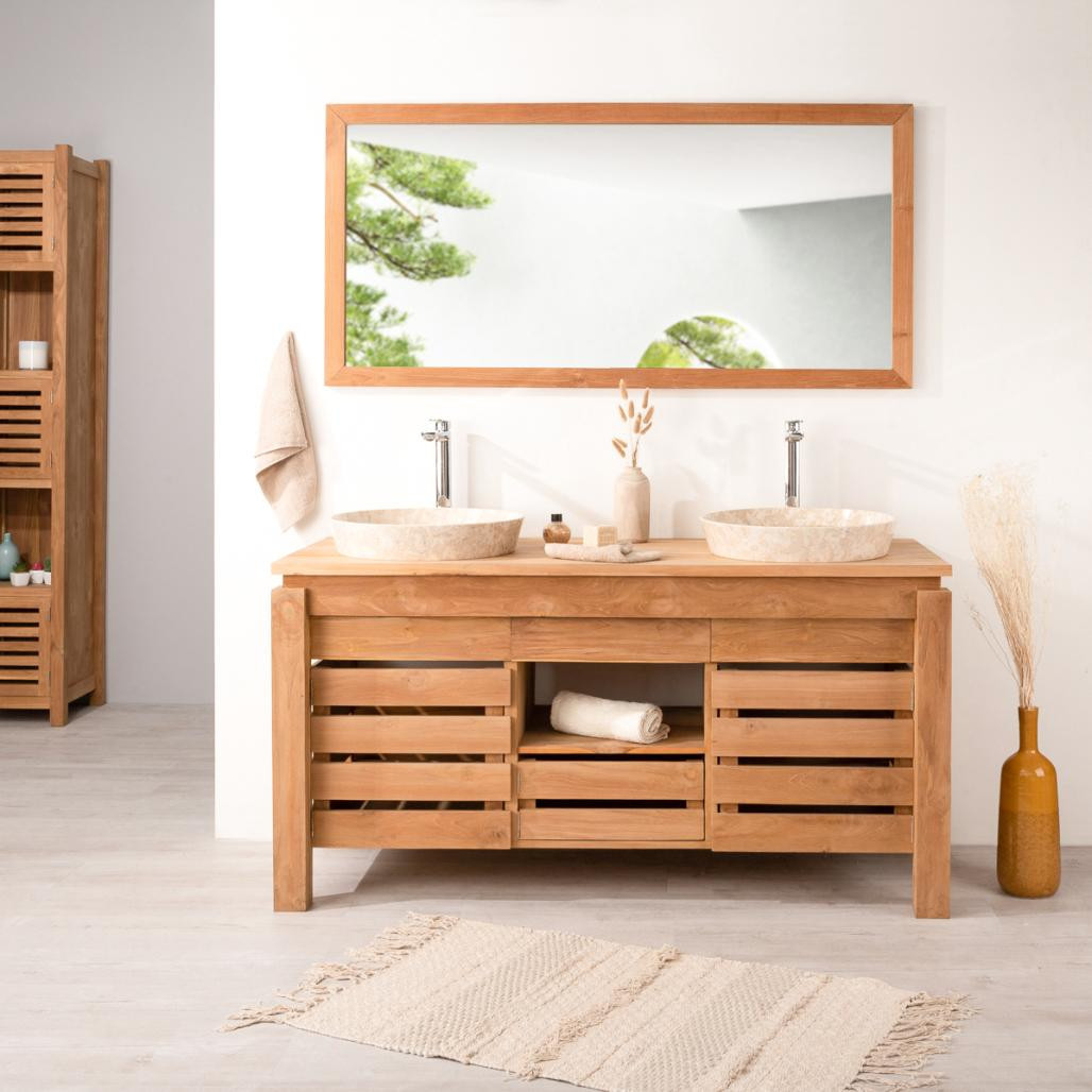 Espejo rectangular grande de teca maciza 145 x 70 Espejo rectangular grande de teca maciza 145 x 70