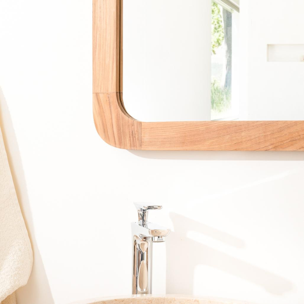 Espejo retro de teca maciza 70 x 50 cm Espejo retro de teca maciza 70 x 50 cm