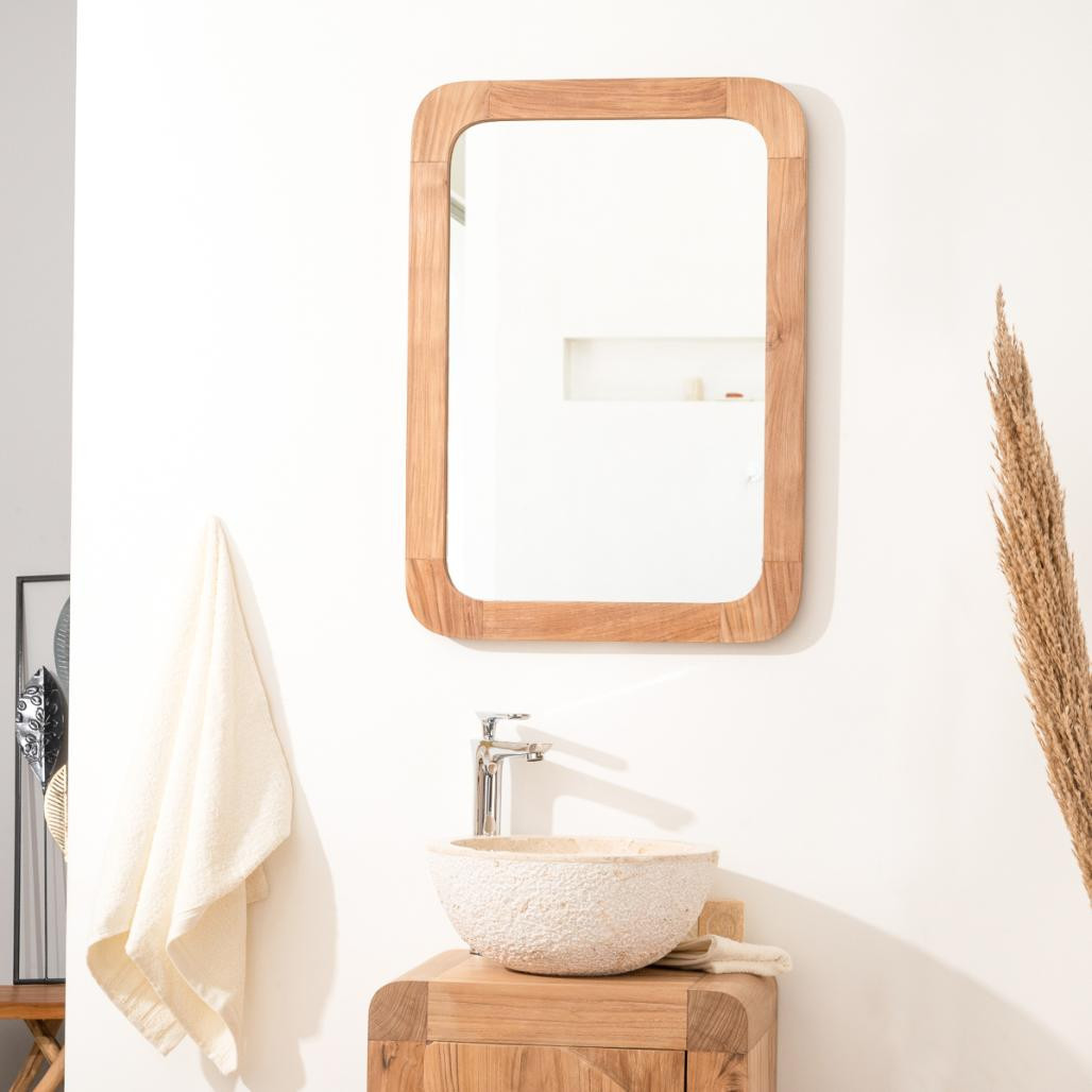 Espejo retro de teca maciza 70 x 50 cm Espejo retro de teca maciza 70 x 50 cm