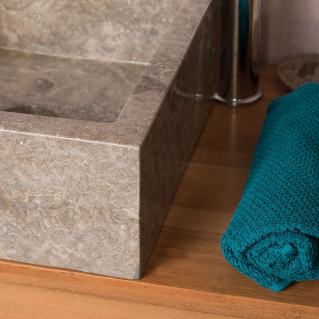 Lavabo sobre encimera cuarto de baño de mármol Milán gris 30 cm