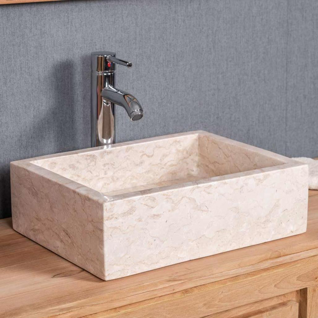 Lavabo sobre encimera cuarto de baño Milán rectángulo 30 x 40 cm crema Lavabo sobre encimera cuarto de baño Milán rectángulo 30 x 40 cm crema