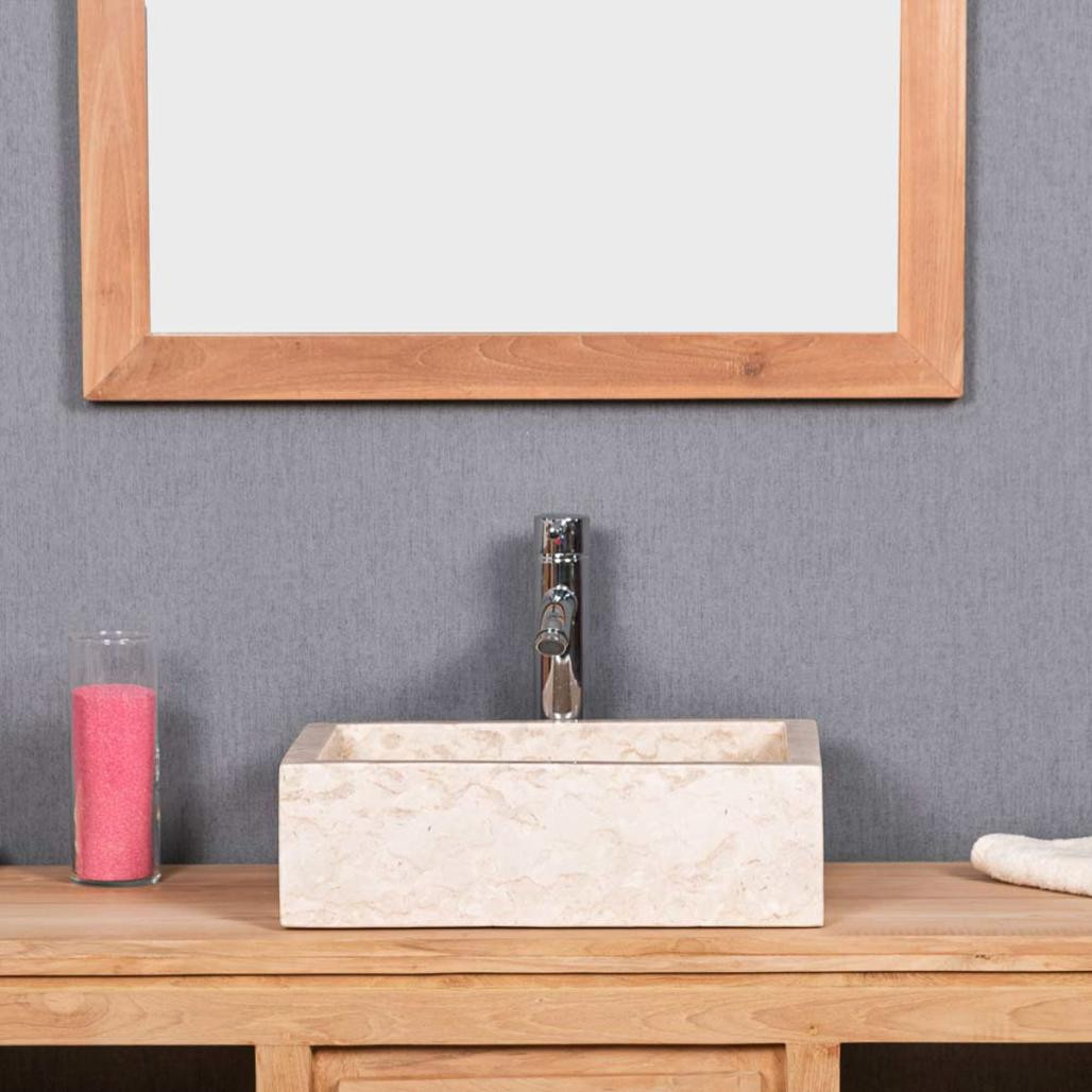 Lavabo sobre encimera cuarto de baño Milán rectángulo 30 x 40 cm crema Lavabo sobre encimera cuarto de baño Milán rectángulo 30 x 40 cm crema