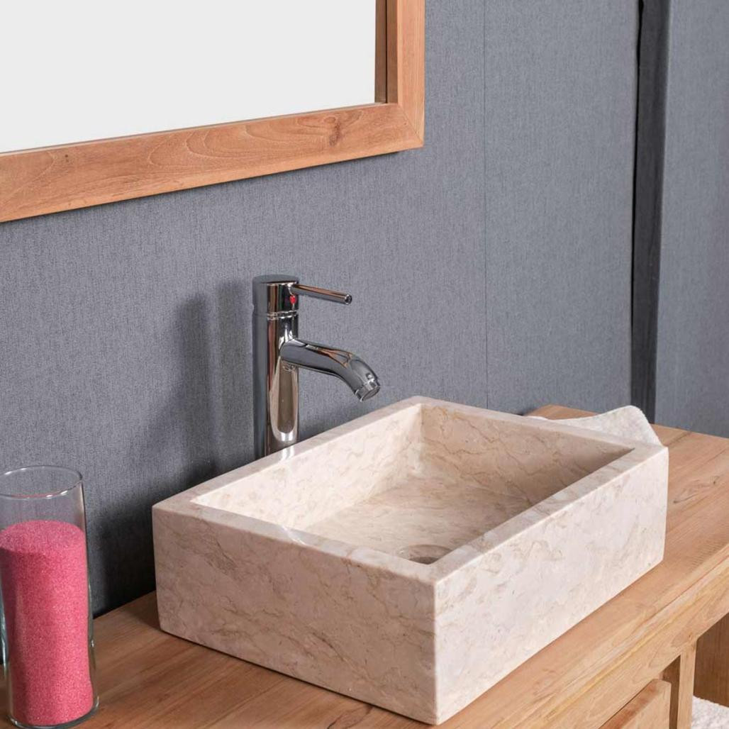 Lavabo sobre encimera cuarto de baño Milán rectángulo 30 x 40 cm crema Lavabo sobre encimera cuarto de baño Milán rectángulo 30 x 40 cm crema