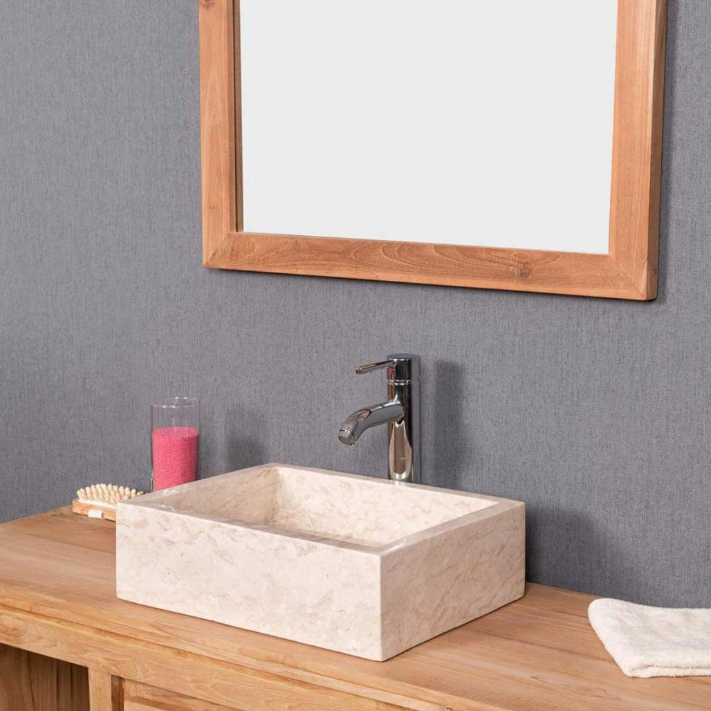 Lavabo sobre encimera cuarto de baño Milán rectángulo 30 x 40 cm crema Lavabo sobre encimera cuarto de baño Milán rectángulo 30 x 40 cm crema