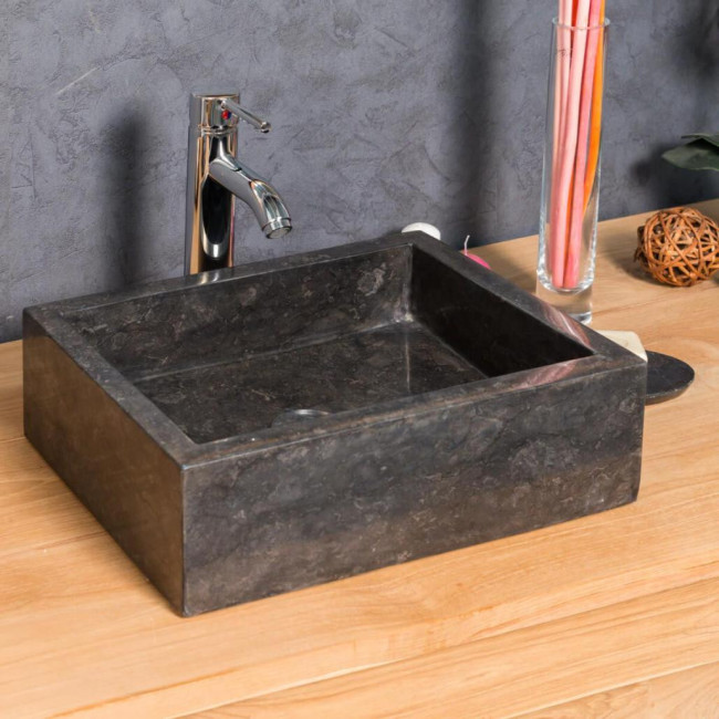 Lavabo sobre encimera cuarto de baño Milán rectángulo 30 x 40 cm negro