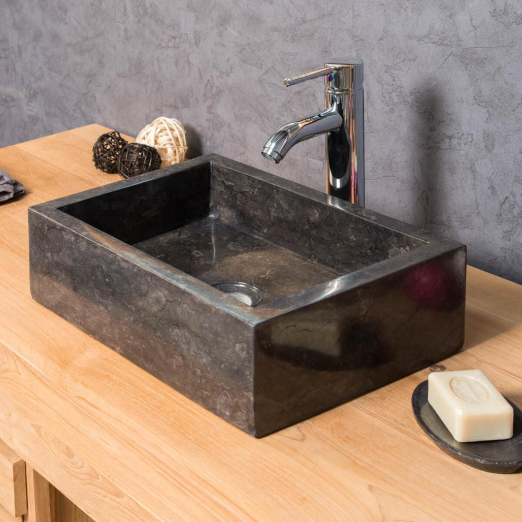 Lavabo sobre encimera cuarto de baño Milán rectángulo 30 x 40 cm negro
