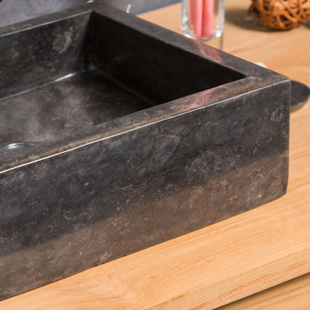 Lavabo sobre encimera cuarto de baño Milán rectángulo 30 x 40 cm negro