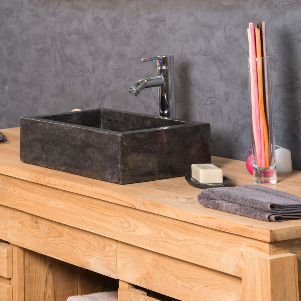 Lavabo sobre encimera cuarto de baño Milán rectángulo 30 x 40 cm negro