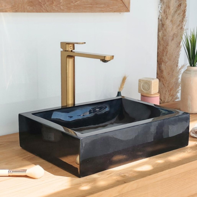 Lavabo sobre encimera cuarto de baño Alejandría rectángulo 30 x 40 cm negro