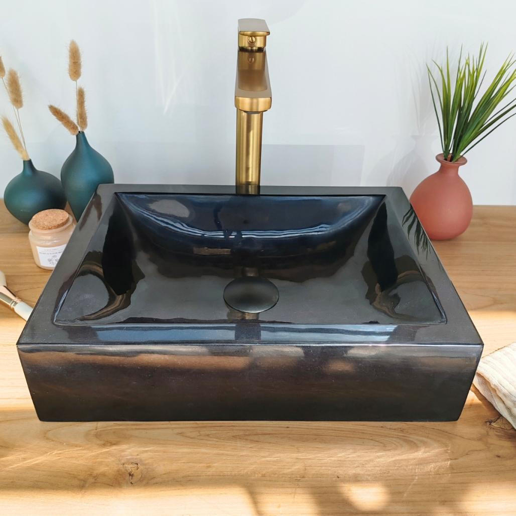 Lavabo sobre encimera cuarto de baño Alejandría rectángulo 30 x 40 cm negro Lavabo sobre encimera cuarto de baño Alejandría rectángulo 30 x 40 cm negro