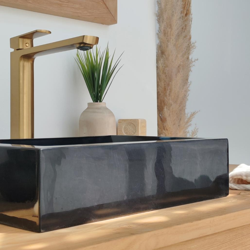 Lavabo sobre encimera cuarto de baño Alejandría rectángulo 30 x 40 cm negro Lavabo sobre encimera cuarto de baño Alejandría rectángulo 30 x 40 cm negro