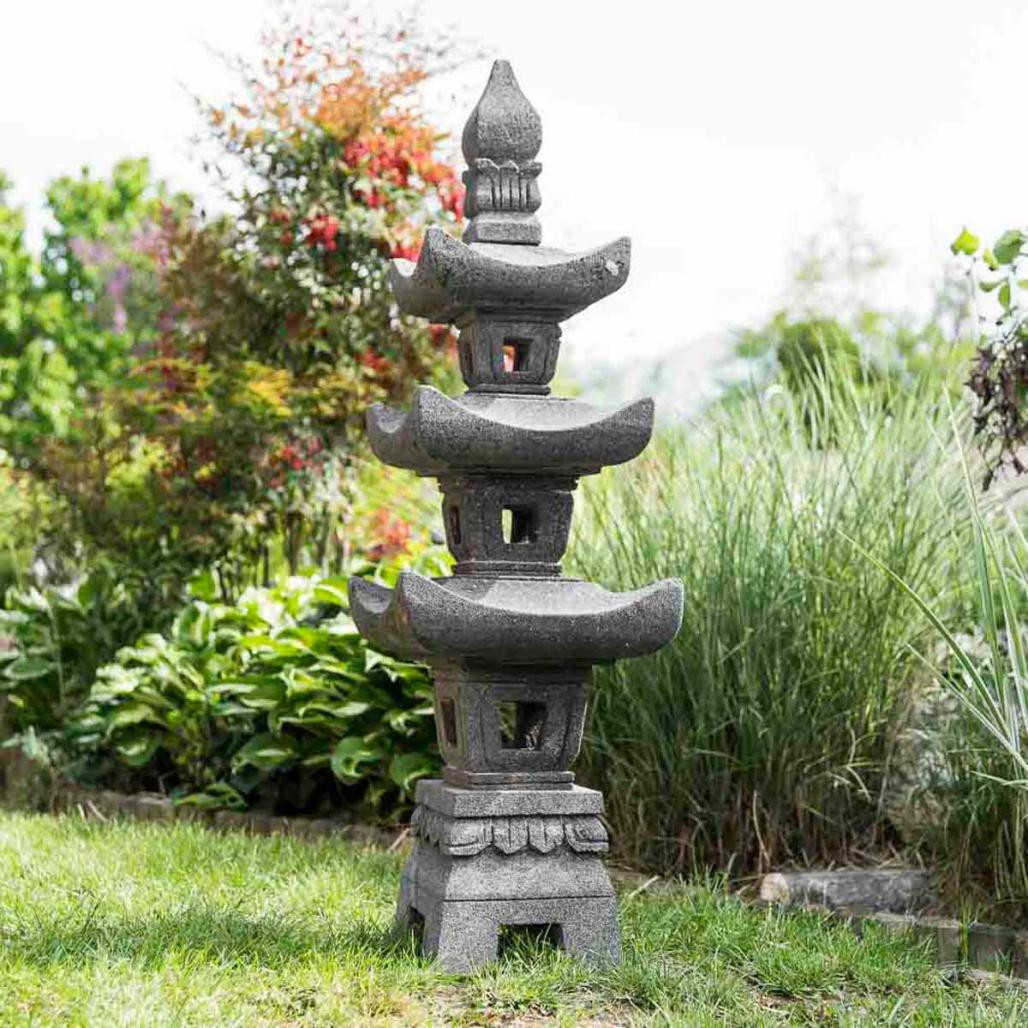 Linterna japonesa pagoda de piedra de lava 1,10 m