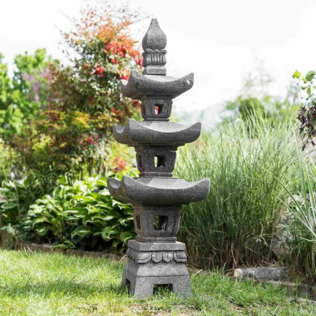 Linterna japonesa pagoda de piedra de lava 1,10 m