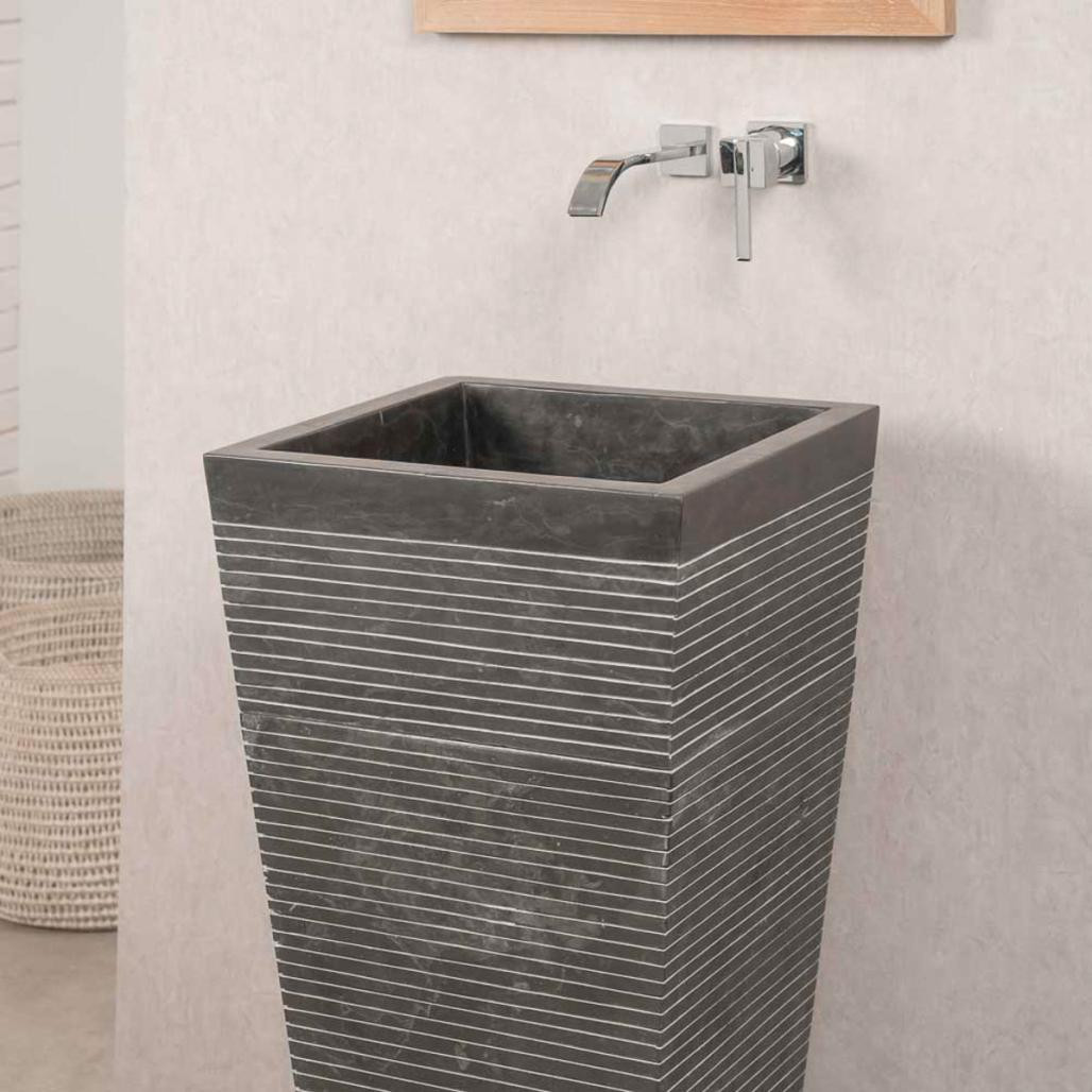 Lavabo de pie cuadrado de piedra cuarto de baño Guiza negro Lavabo de pie cuadrado de piedra cuarto de baño Guiza negro