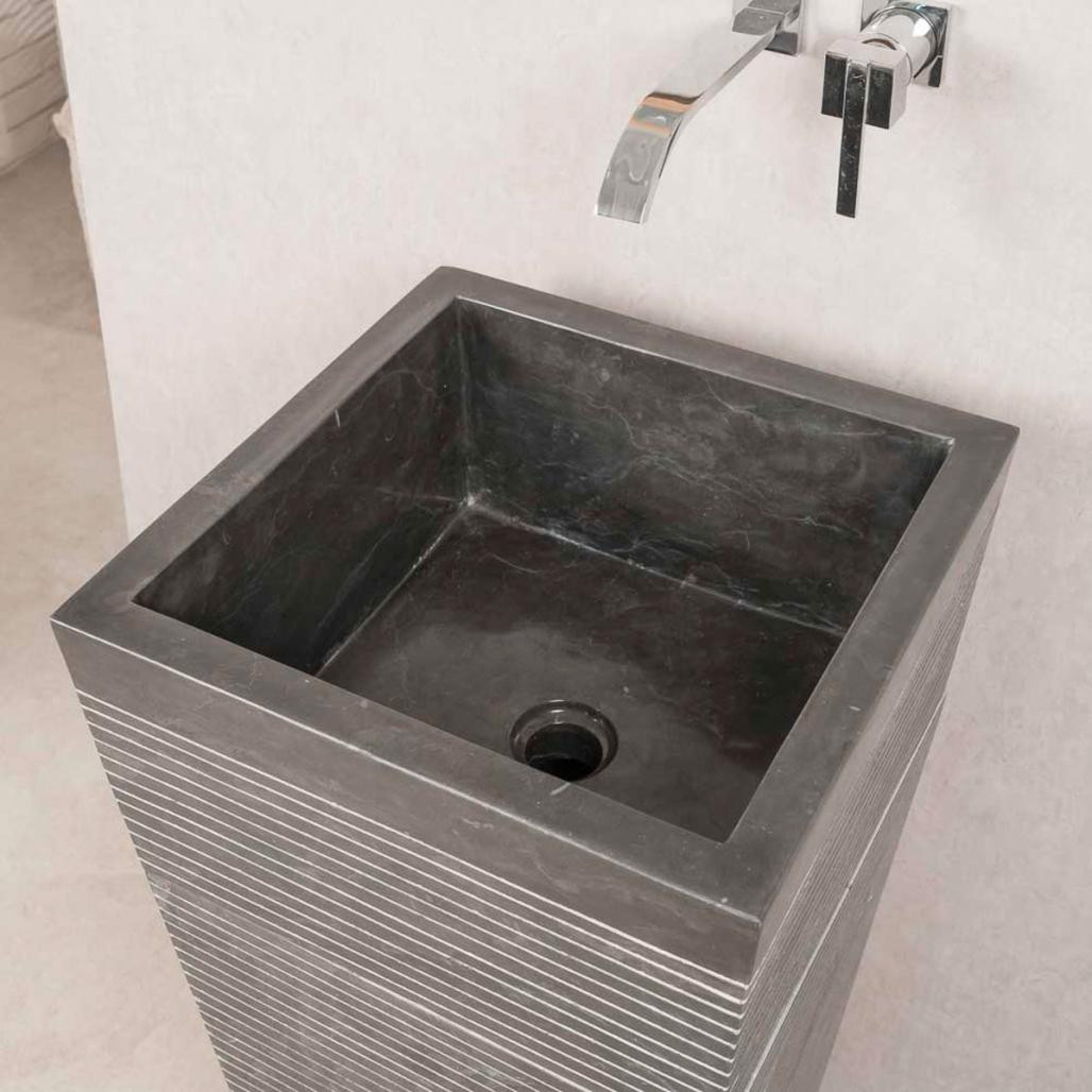 Lavabo de pie cuadrado de piedra cuarto de baño Guiza negro Lavabo de pie cuadrado de piedra cuarto de baño Guiza negro
