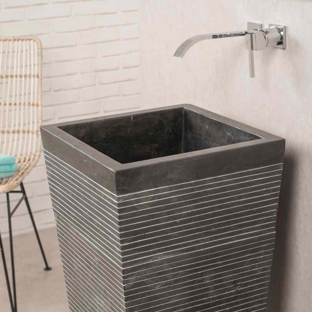 Lavabo de pie cuadrado de piedra cuarto de baño Guiza negro Lavabo de pie cuadrado de piedra cuarto de baño Guiza negro