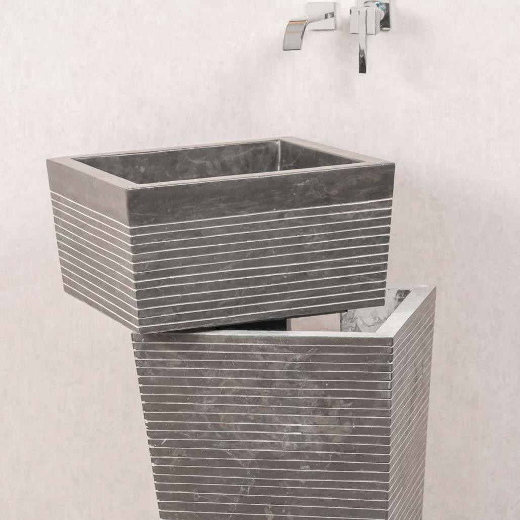 Lavabo de pie cuadrado de piedra cuarto de baño Guiza negro Lavabo de pie cuadrado de piedra cuarto de baño Guiza negro