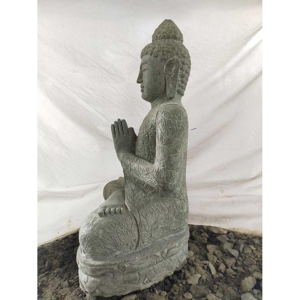Estatua jardàn exterior buda piedra volcànica posición rezo 1 m Estatua jardàn exterior buda piedra volcànica posición rezo 1 m