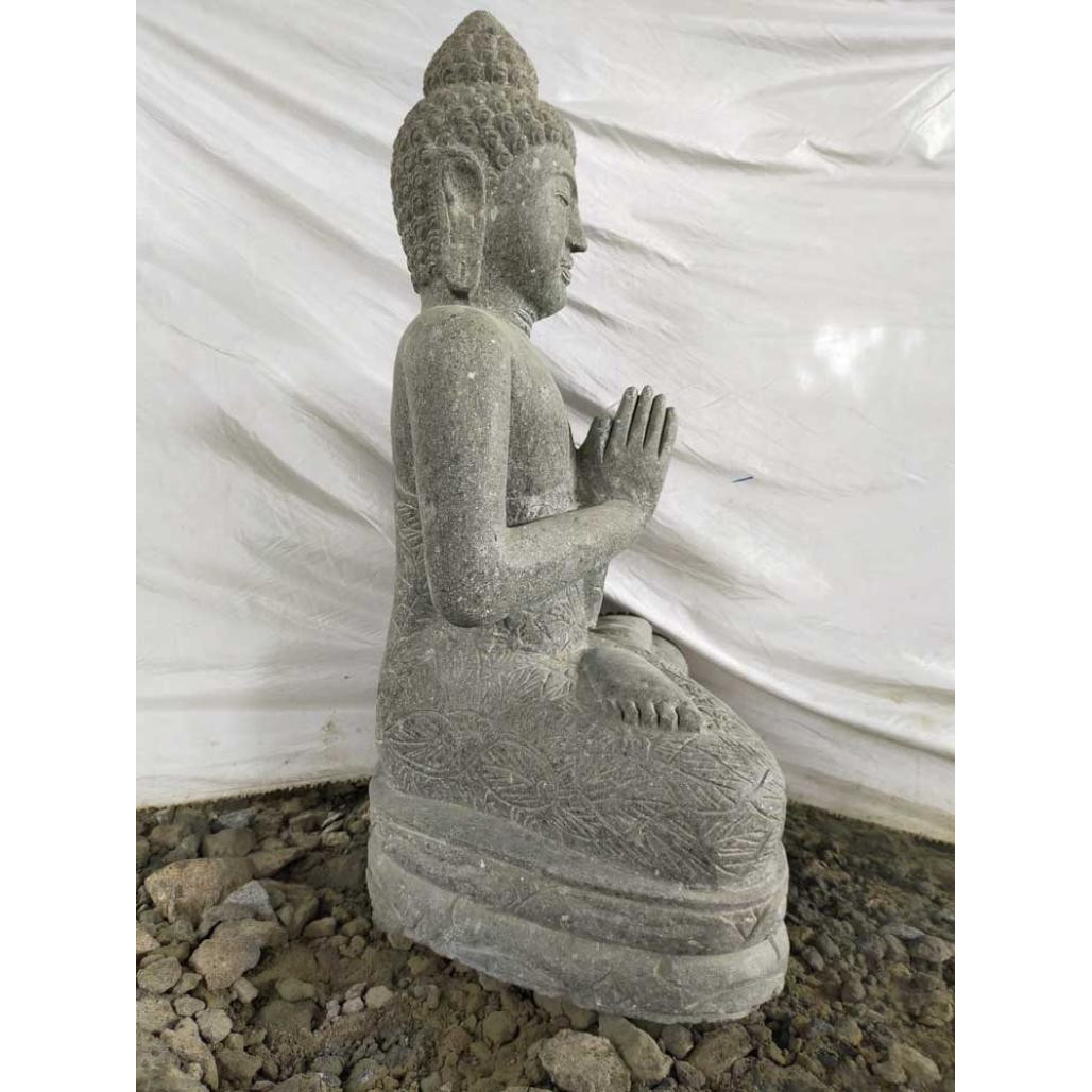 Estatua jardàn exterior buda piedra volcànica posición rezo 1 m Estatua jardàn exterior buda piedra volcànica posición rezo 1 m