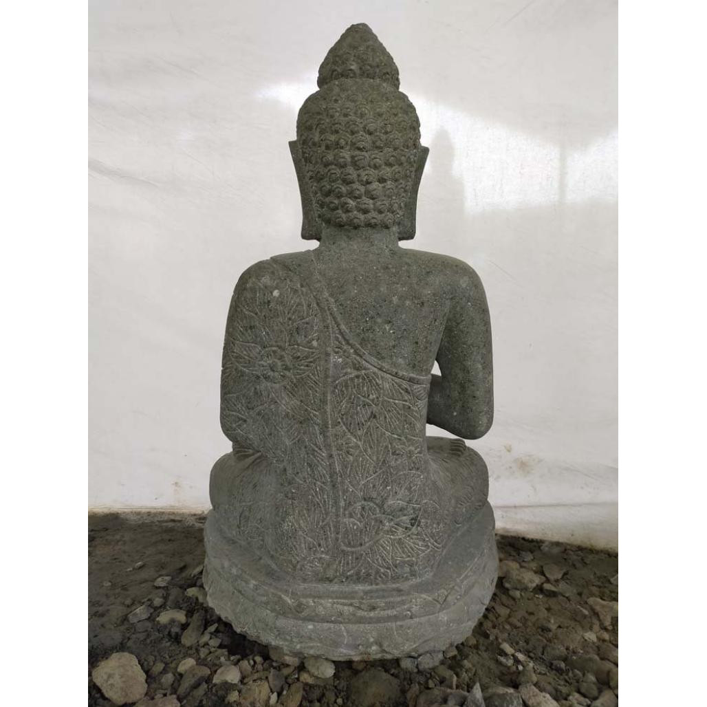 Estatua jardàn exterior buda piedra volcànica posición rezo 1 m Estatua jardàn exterior buda piedra volcànica posición rezo 1 m
