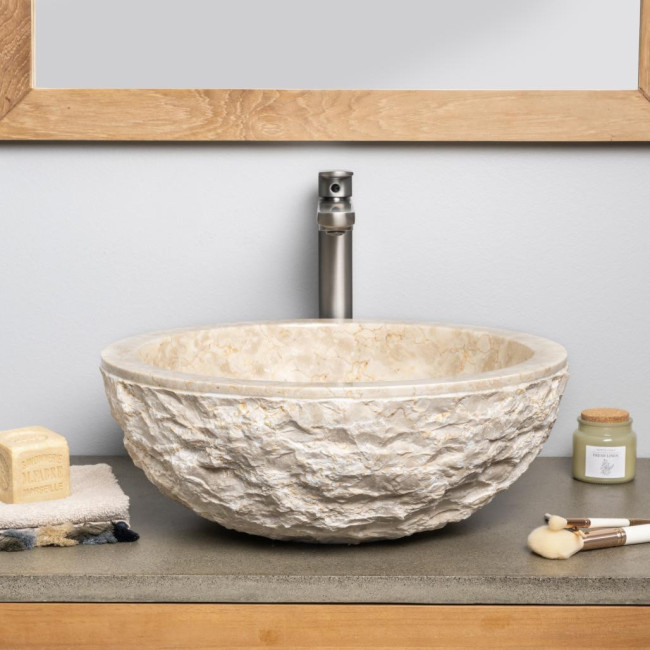 Lavabo sobre encimera Roma de mármol crema 40 cm