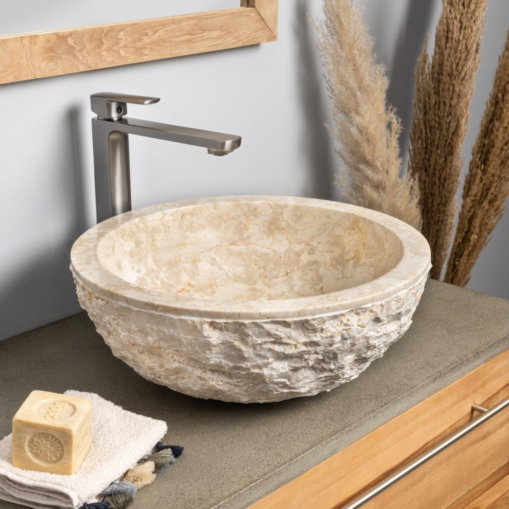 Lavabo sobre encimera Roma de mármol crema 40 cm