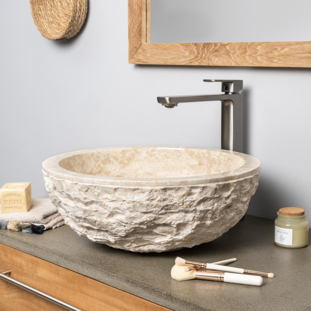 Lavabo sobre encimera Roma de mármol crema 40 cm