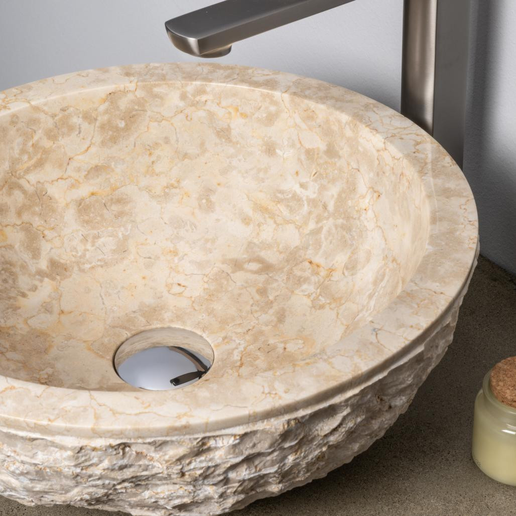 Lavabo sobre encimera Roma de mármol crema 40 cm