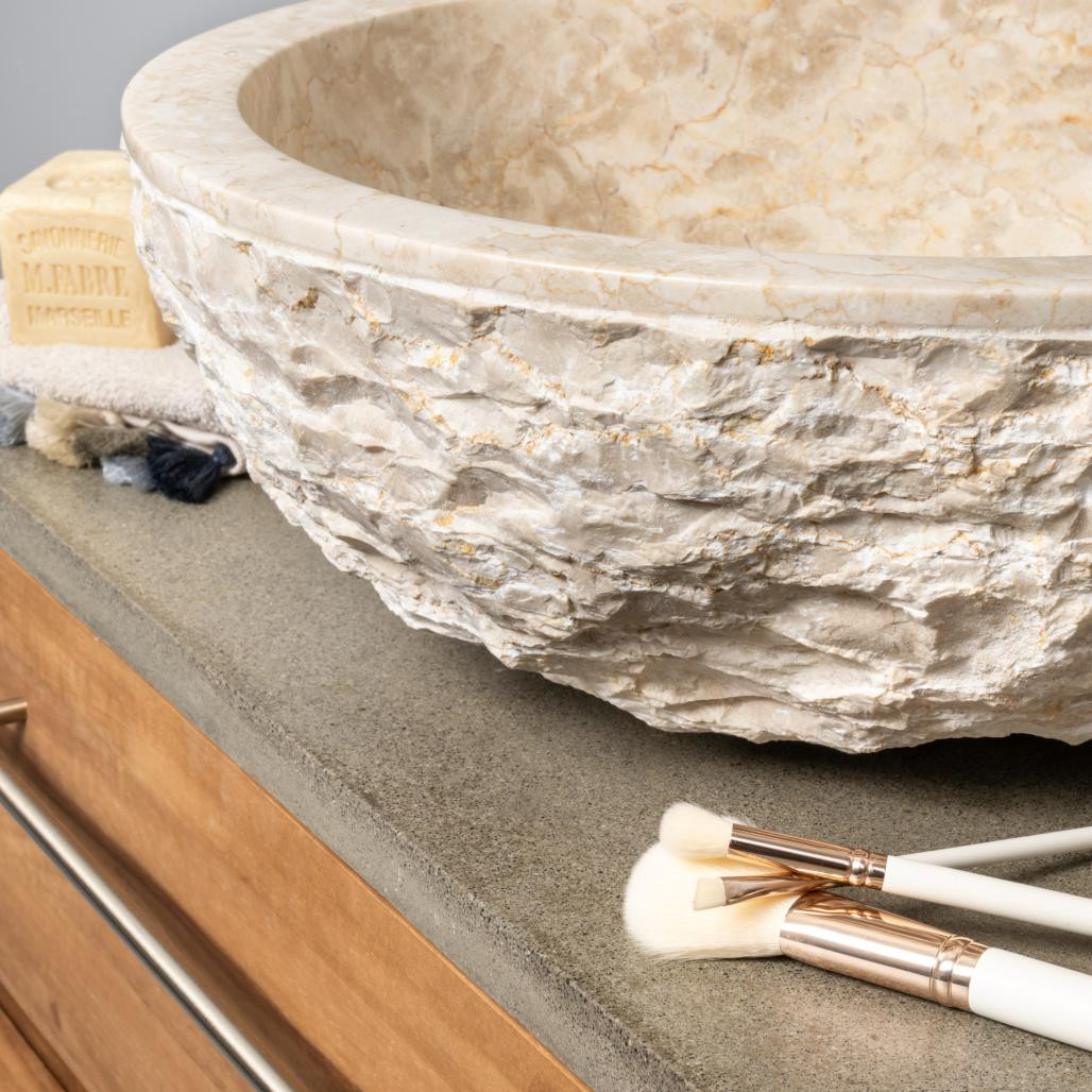 Lavabo sobre encimera Roma de mármol crema 40 cm