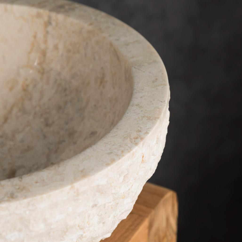 Lavabo sobre encimera Roma de mármol crema 35 cm Lavabo sobre encimera Roma de mármol crema 35 cm