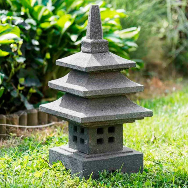 Linterna japonesa de piedra de lava 50 cm decoración zen