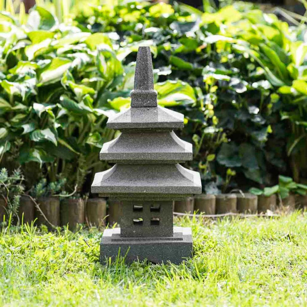 Linterna japonesa de piedra de lava 50 cm decoración zen Linterna japonesa de piedra de lava 50 cm decoración zen