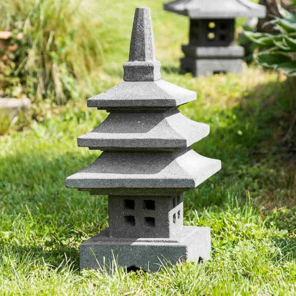 Linterna japonesa de piedra de lava 50 cm decoración zen Linterna japonesa de piedra de lava 50 cm decoración zen