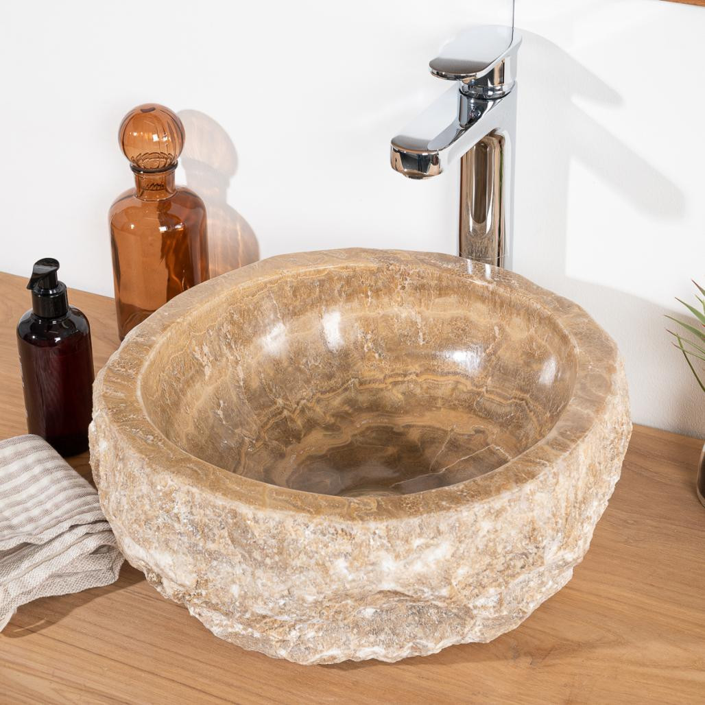 Lavabo sobre encimera para cuarto de baño de piedra Onix 30-35 cm Lavabo sobre encimera para cuarto de baño de piedra Onix 30-35 cm
