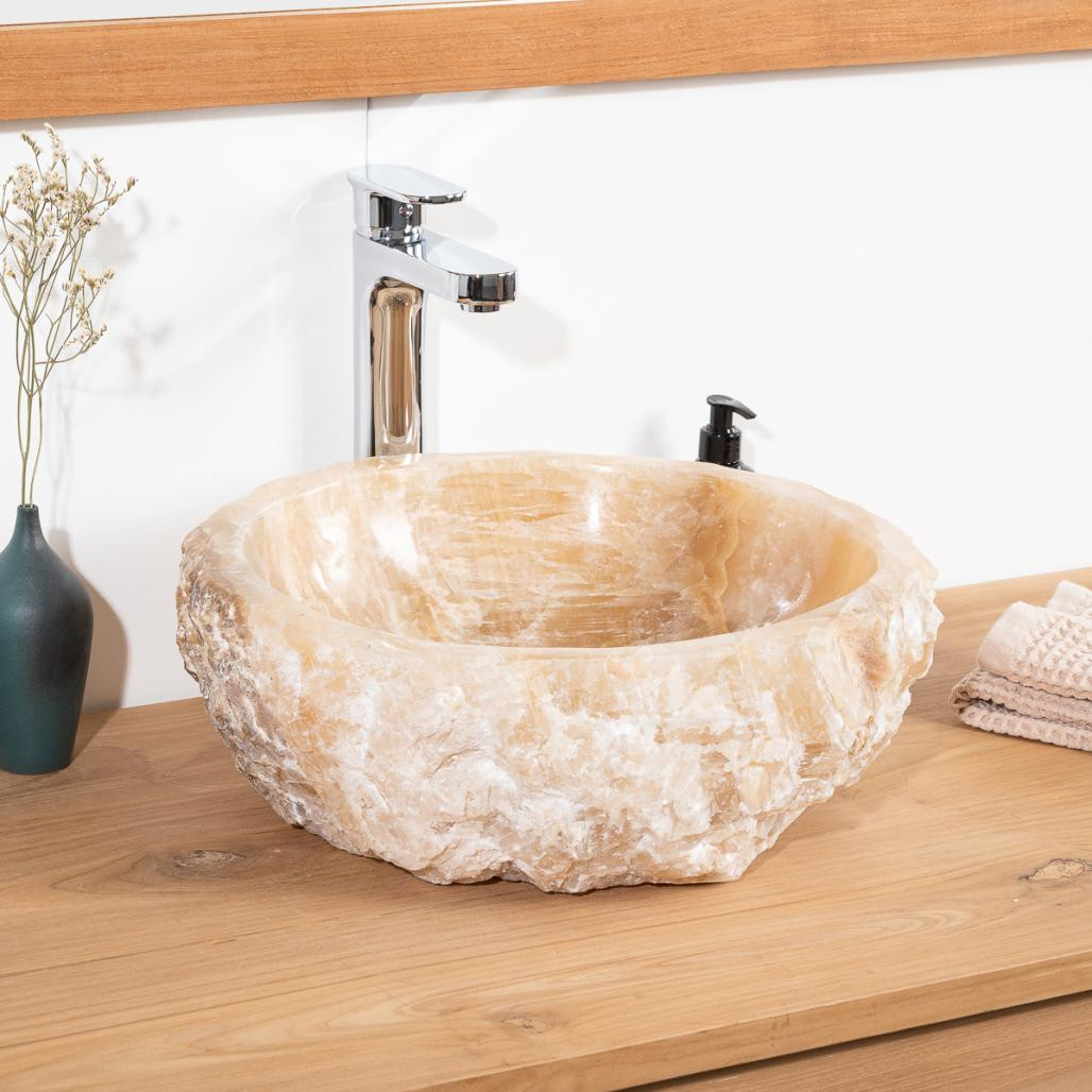 Lavabo sobre encimera para cuarto de baño de piedra Onix 30-35 cm Lavabo sobre encimera para cuarto de baño de piedra Onix 30-35 cm