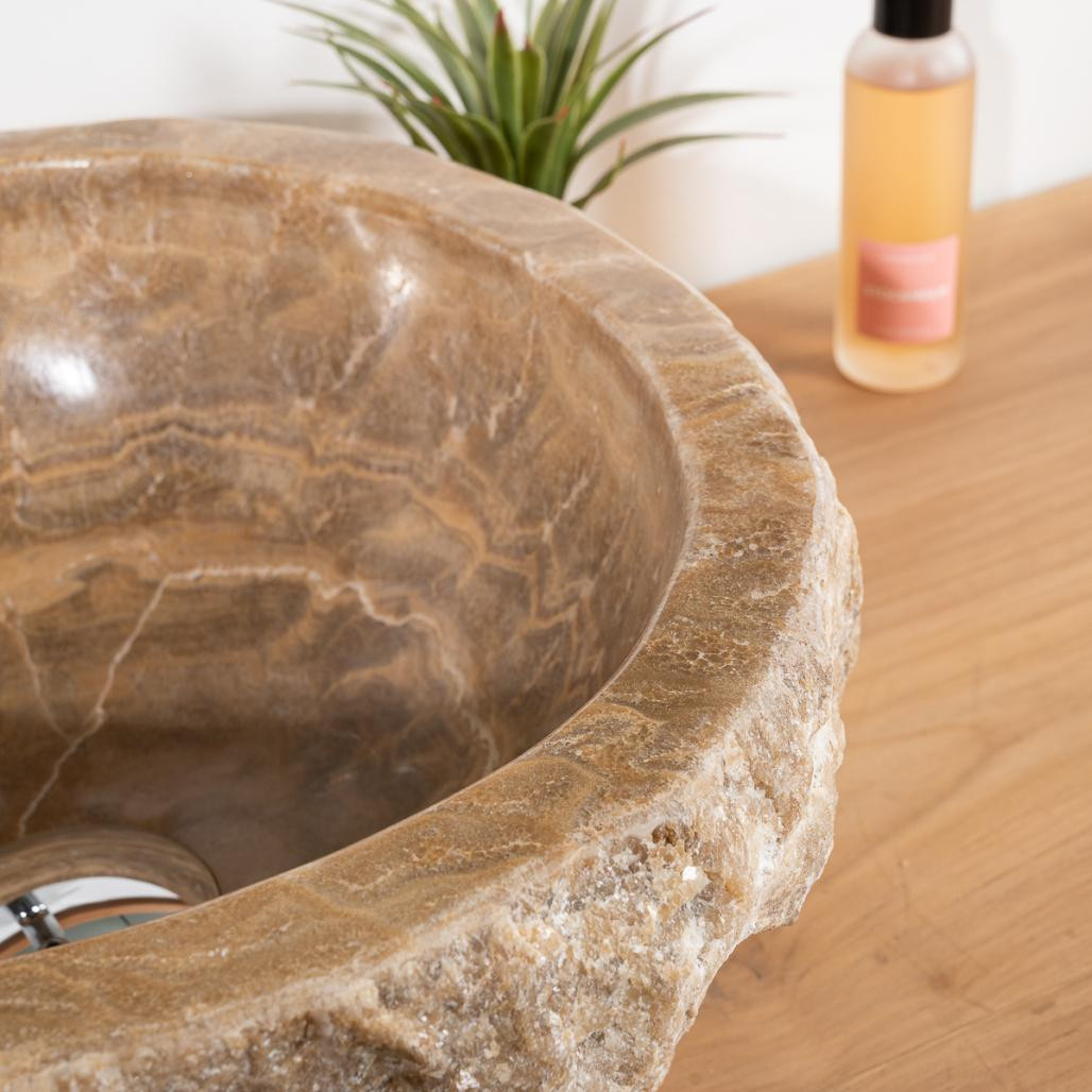 Lavabo sobre encimera para cuarto de baño de piedra Onix 30-35 cm Lavabo sobre encimera para cuarto de baño de piedra Onix 30-35 cm