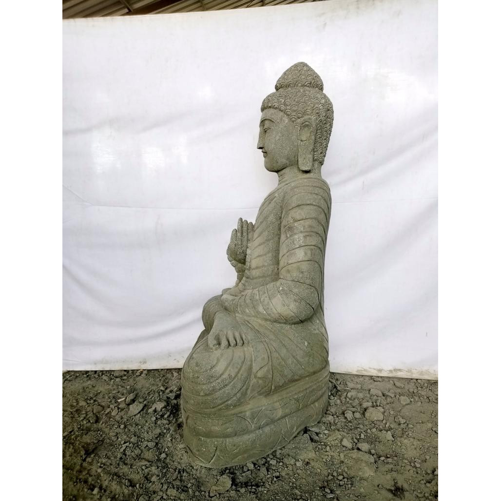 Estatua de jardà­n zen buda sentado de piedra natural ofrenda con rosario 1,20 m