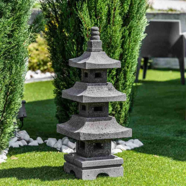 Linterna japonesa pagoda de piedra de lava 80 cm