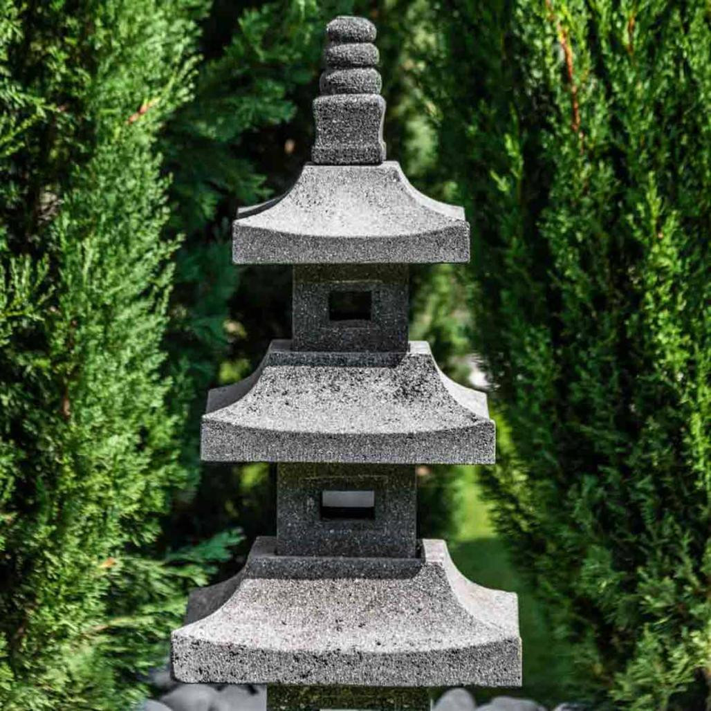 Linterna japonesa pagoda de piedra de lava 80 cm Linterna japonesa pagoda de piedra de lava 80 cm