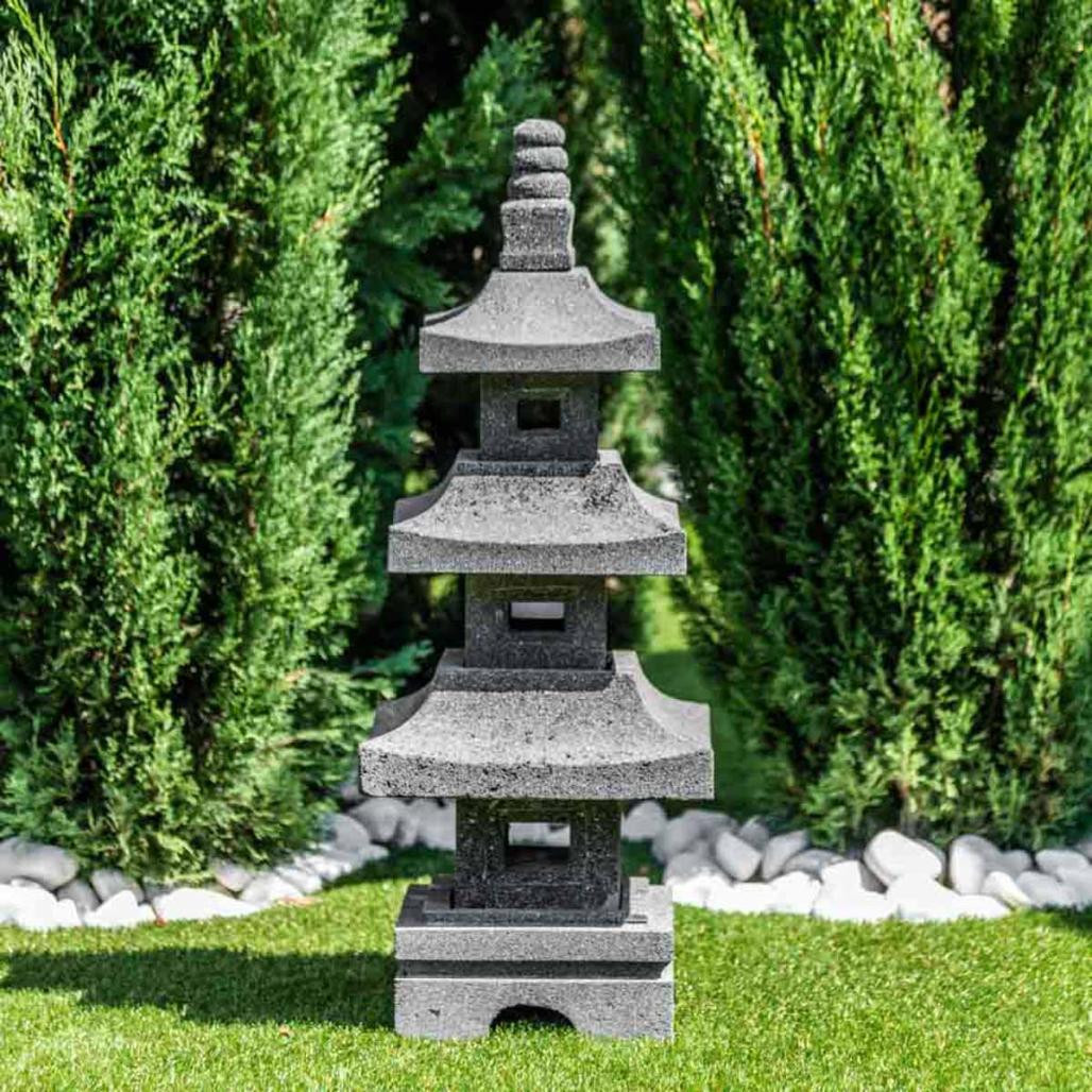 Linterna japonesa pagoda de piedra de lava 80 cm Linterna japonesa pagoda de piedra de lava 80 cm