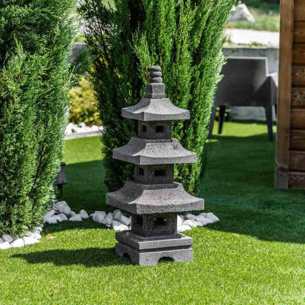 Linterna japonesa pagoda de piedra de lava 80 cm Linterna japonesa pagoda de piedra de lava 80 cm