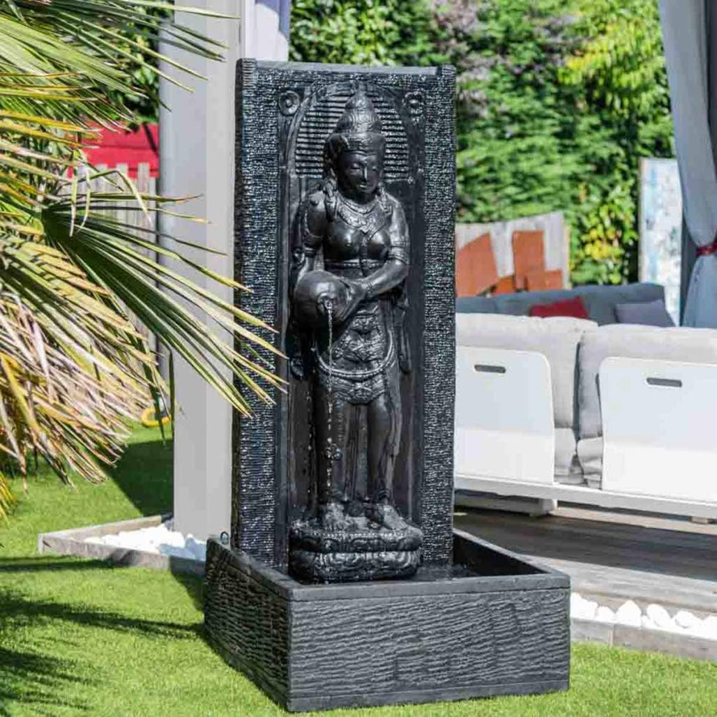 Fuente de jardà­n pared de agua diosa dewi sri 1,50 m negro