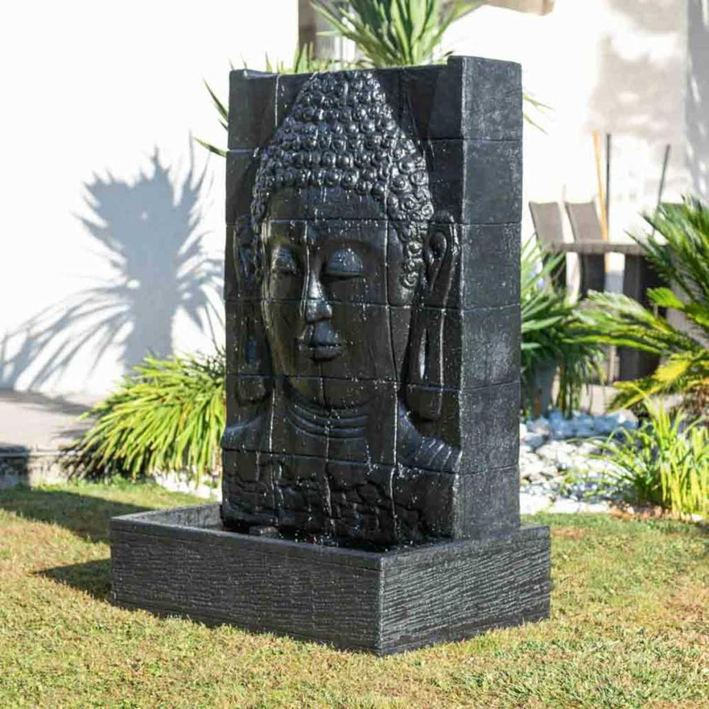 Fuente de jardàn pared de agua rostro de buda 1,50 m negro Fuente de jardàn pared de agua rostro de buda 1,50 m negro
