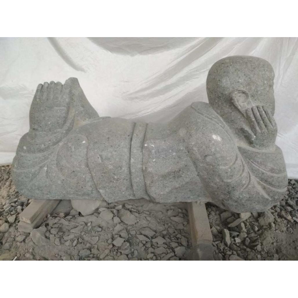 Estatua de monje shaolàn de piedra natural jardàn zen 1 m Estatua de monje shaolàn de piedra natural jardàn zen 1 m
