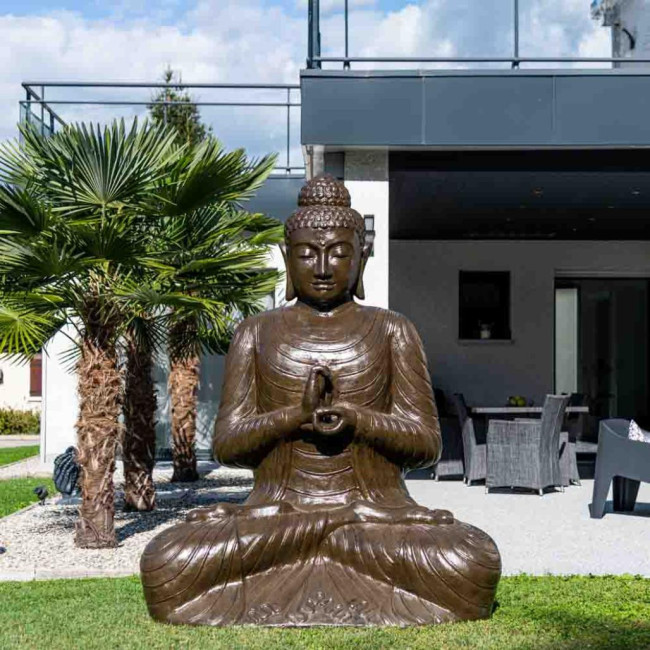 Estatua grande 2 m buda sentado de fibra de vidrio posición chakra