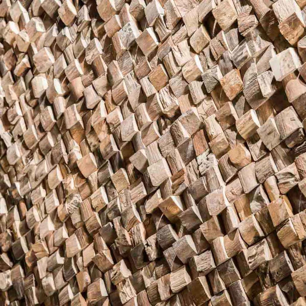 Revestimiento mosaico de teca reciclada natural cuadrado 20 x 55 cm Revestimiento mosaico de teca reciclada natural cuadrado 20 x 55 cm