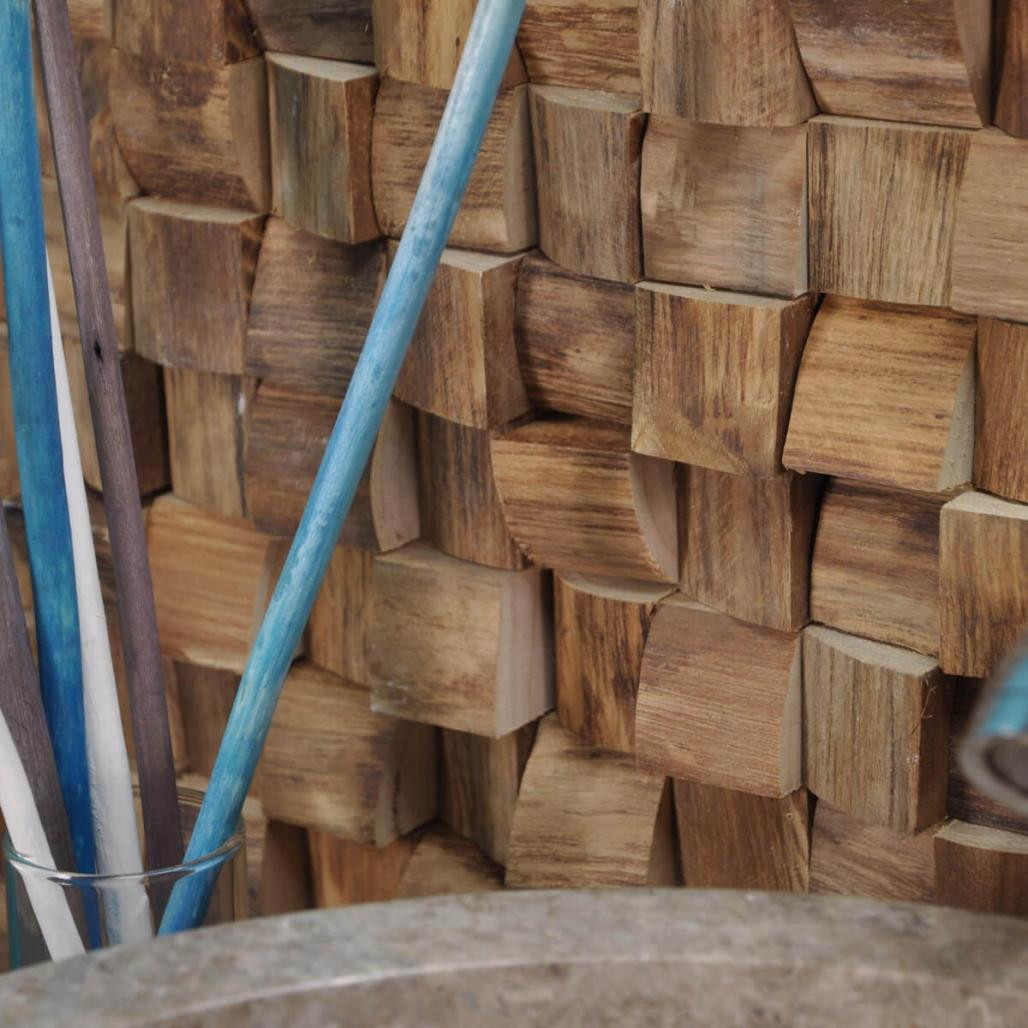 Revestimiento mosaico de teca reciclada natural cuadrado 20 x 55 cm Revestimiento mosaico de teca reciclada natural cuadrado 20 x 55 cm