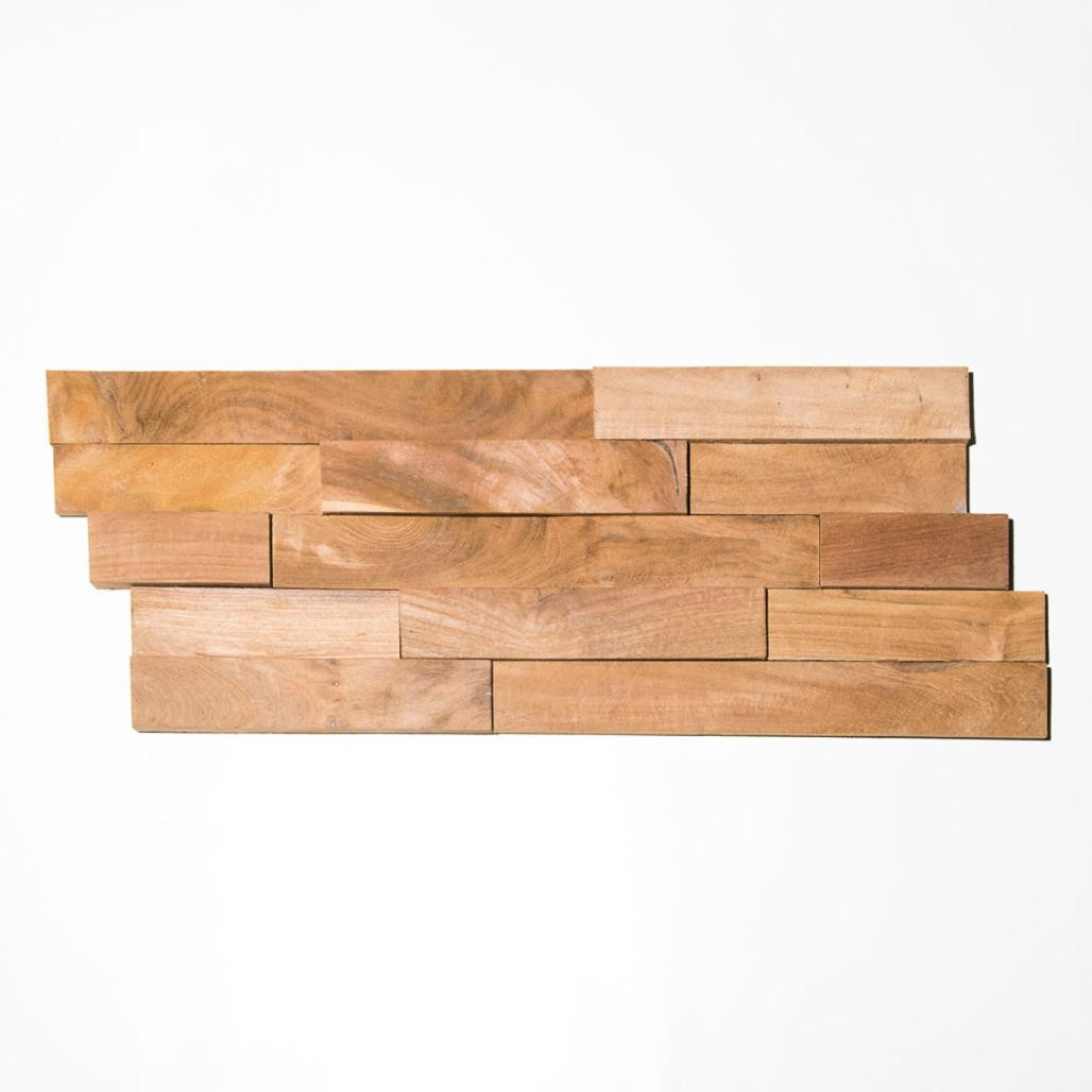 Revestimiento paramento de teca natural reciclada 20 x 50 cm
