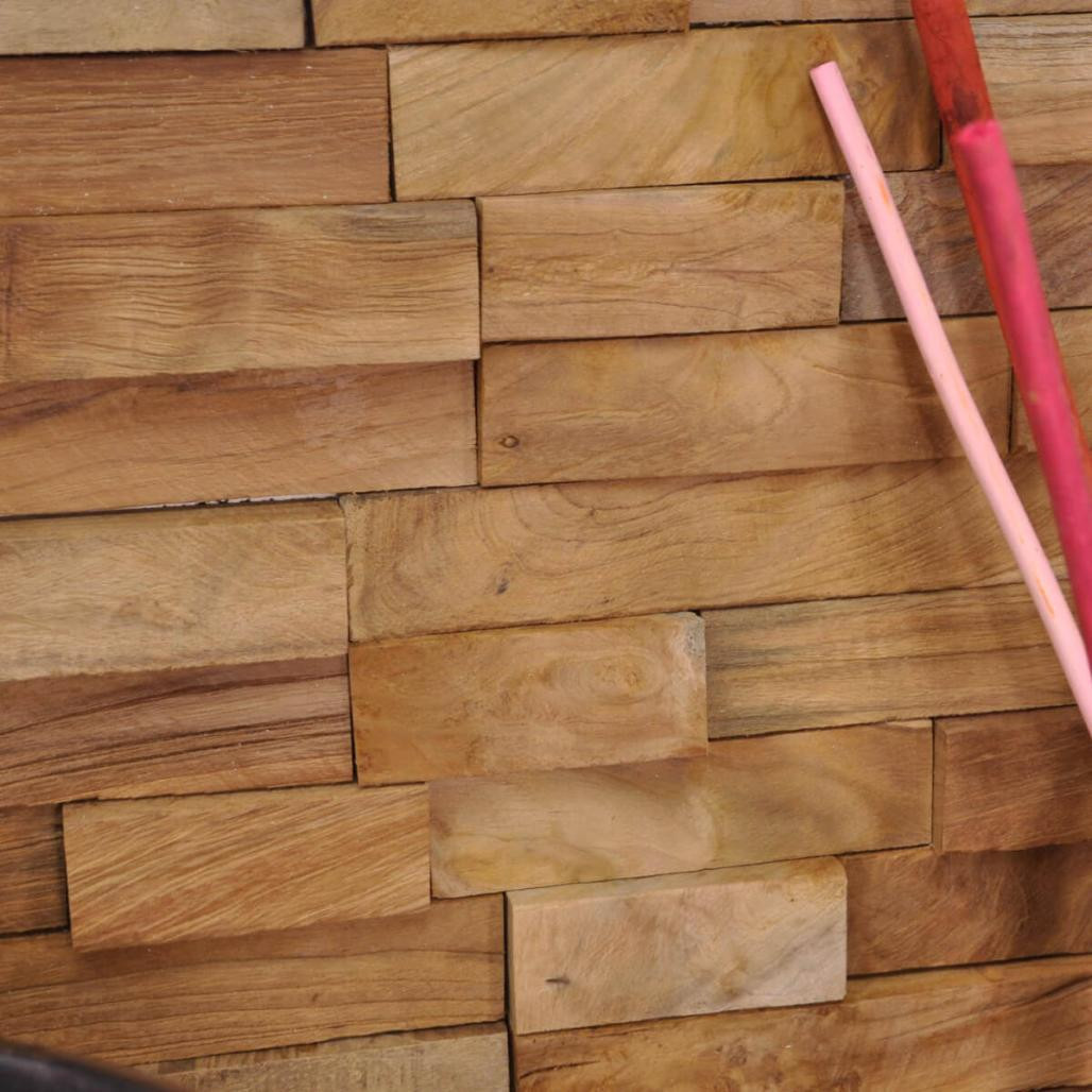 Revestimiento paramento de teca natural reciclada 20 x 50 cm